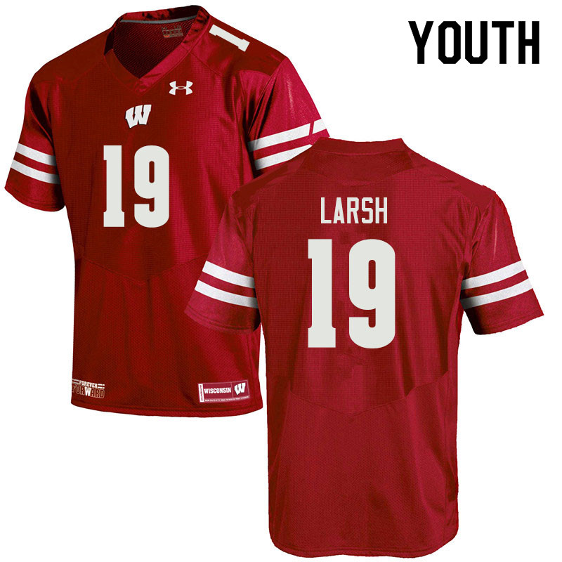 Youth #19 Collin Larsh Wisconsin Badgers College Football Jerseys Sale-Red